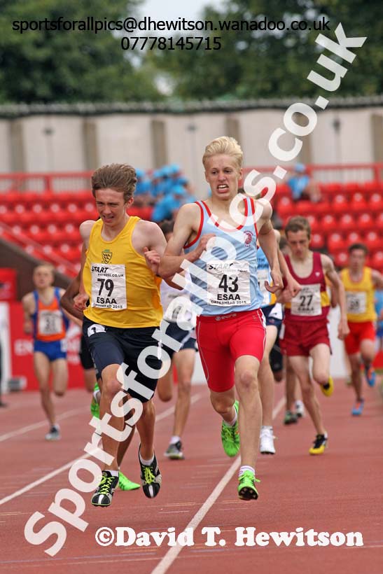 Junior boys 1500 metres, 2015 English Schools Track and Field Champs., Gateshead Stadium. Photo: David T. Hewitson/Sports for All Pics
